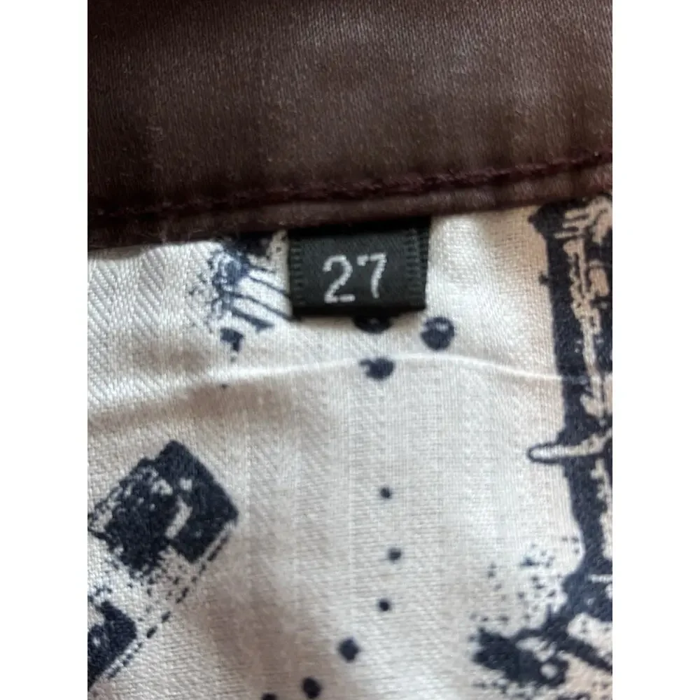 Pilcro and the‎ Letterpress Womens Pants 27 Red Wax Coated Burgundy Lace Up